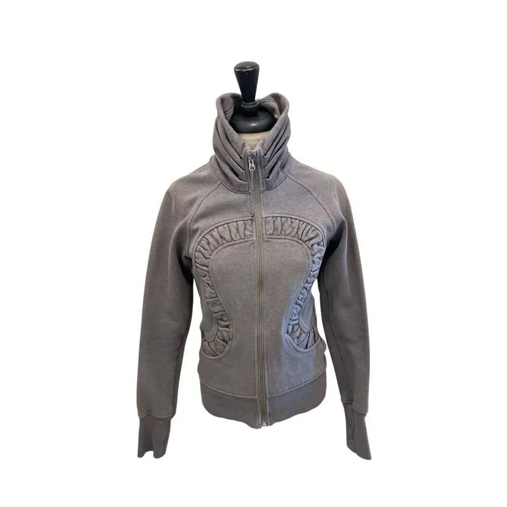 Lululemon Women's Cuddle Up Ruched Sparkle Full Zip Jacket Heathered Gray Size 6
